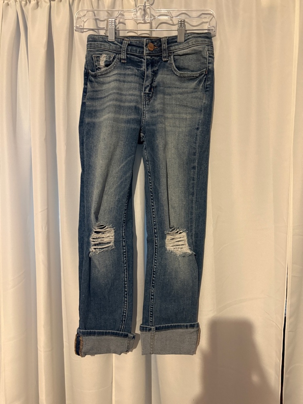 BKE Rolled Cuff Distressed Jeans - Blue Inseam:22